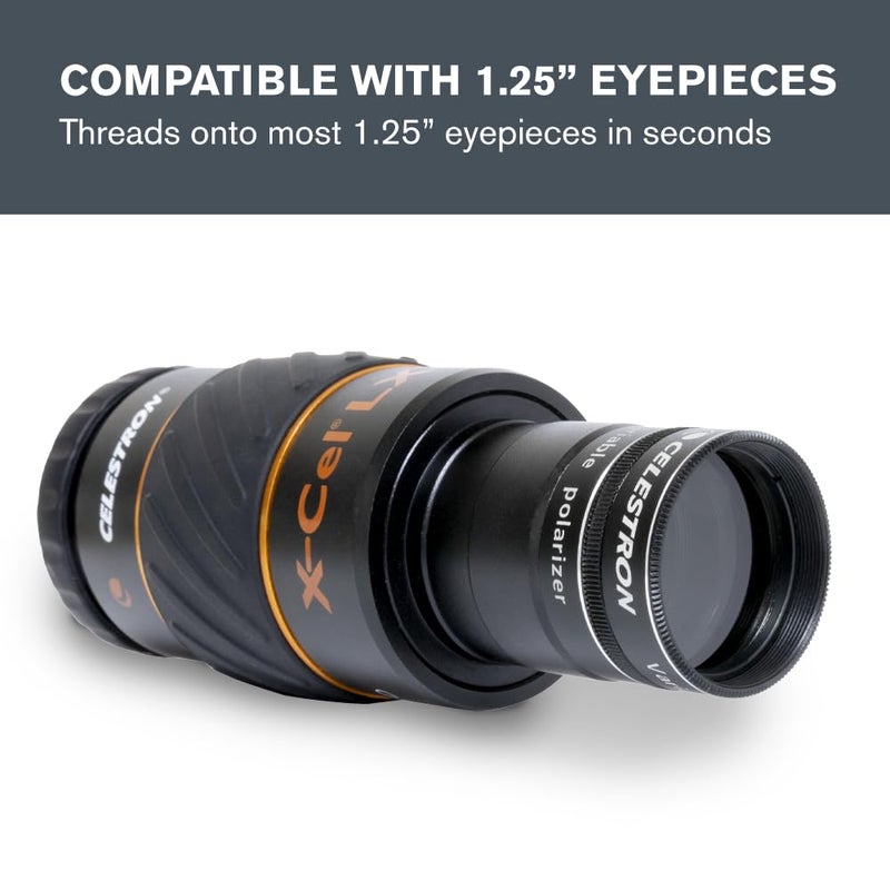 Celestron 94107 Variable Polarizing Moon Filter - Reduces Brightness and Glare, Compatible with 1.25" Eyepieces and Suitable for Lunar, Venus & Double Star Observation, Black - Image 4